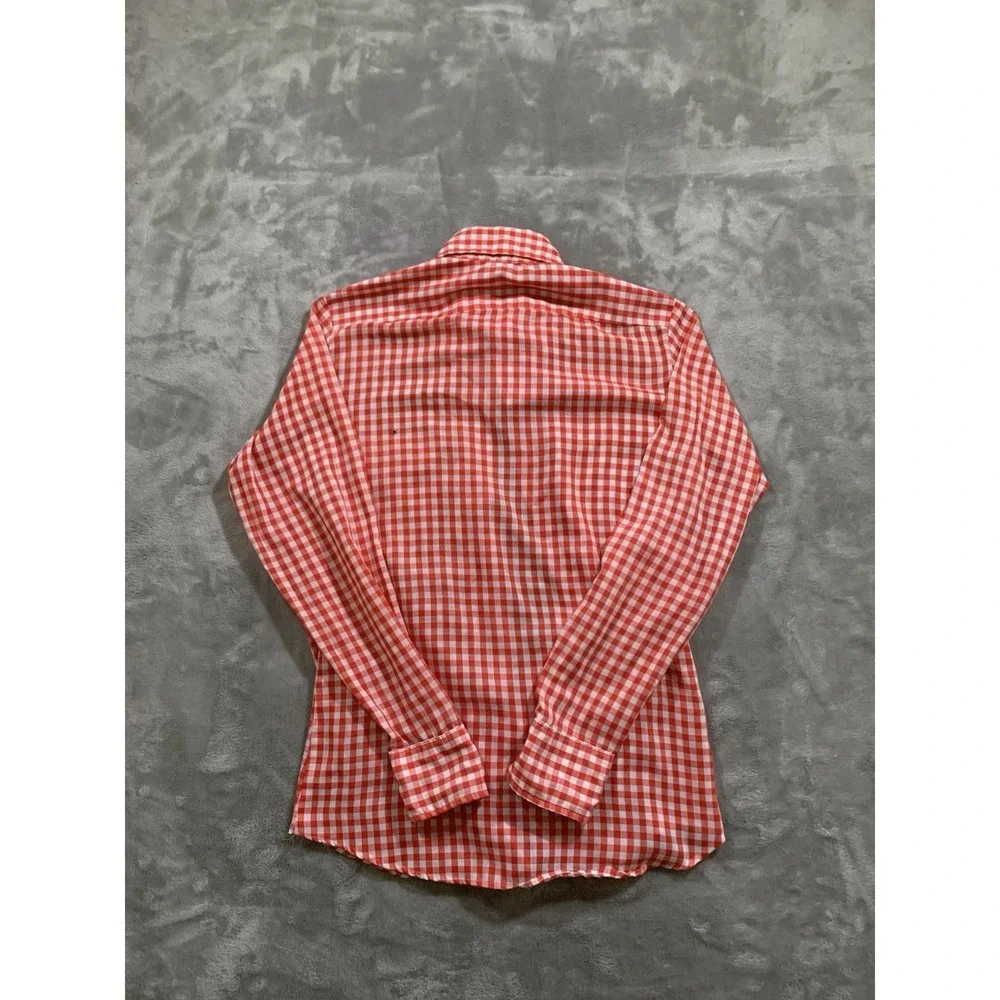 Vintage 60s 70s Levi's Plaid Gingham Western Button Shirt Size M Big E